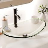 Tempered Glass Vessel Sink Bathroom, 20.8"x13.7" Oval Clear Above Counter Sink Bowl