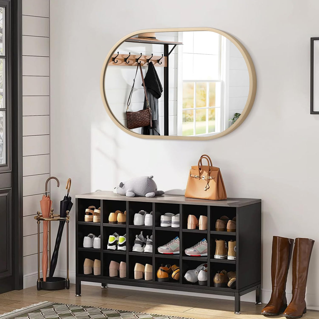 Oval Wall Mirror with Metal Frame 20"x28" Small Circular Mirror Vanity Mirrors for Wall Wood Frame Make up Mirrors