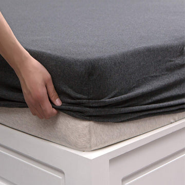 Jersey Fitted Sheet Only Heather Charcoal Grey