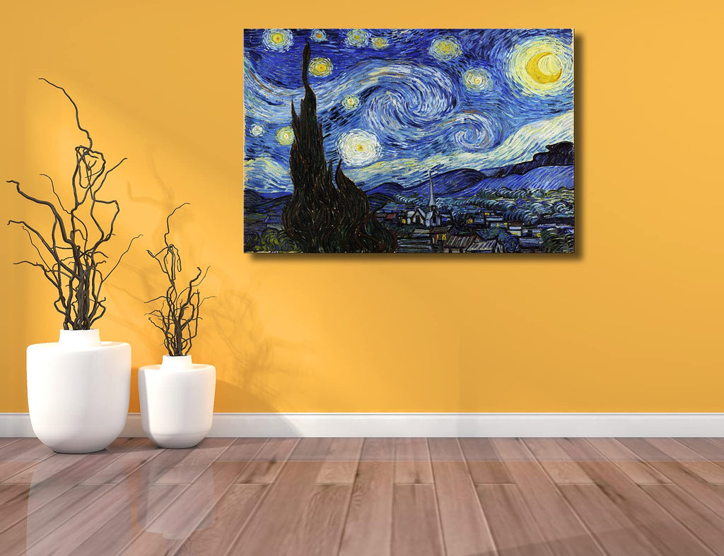 Starry Night, Vincent Reproduction, Large Giclee Canvas Prints Wall Art Decor. 24"x36"