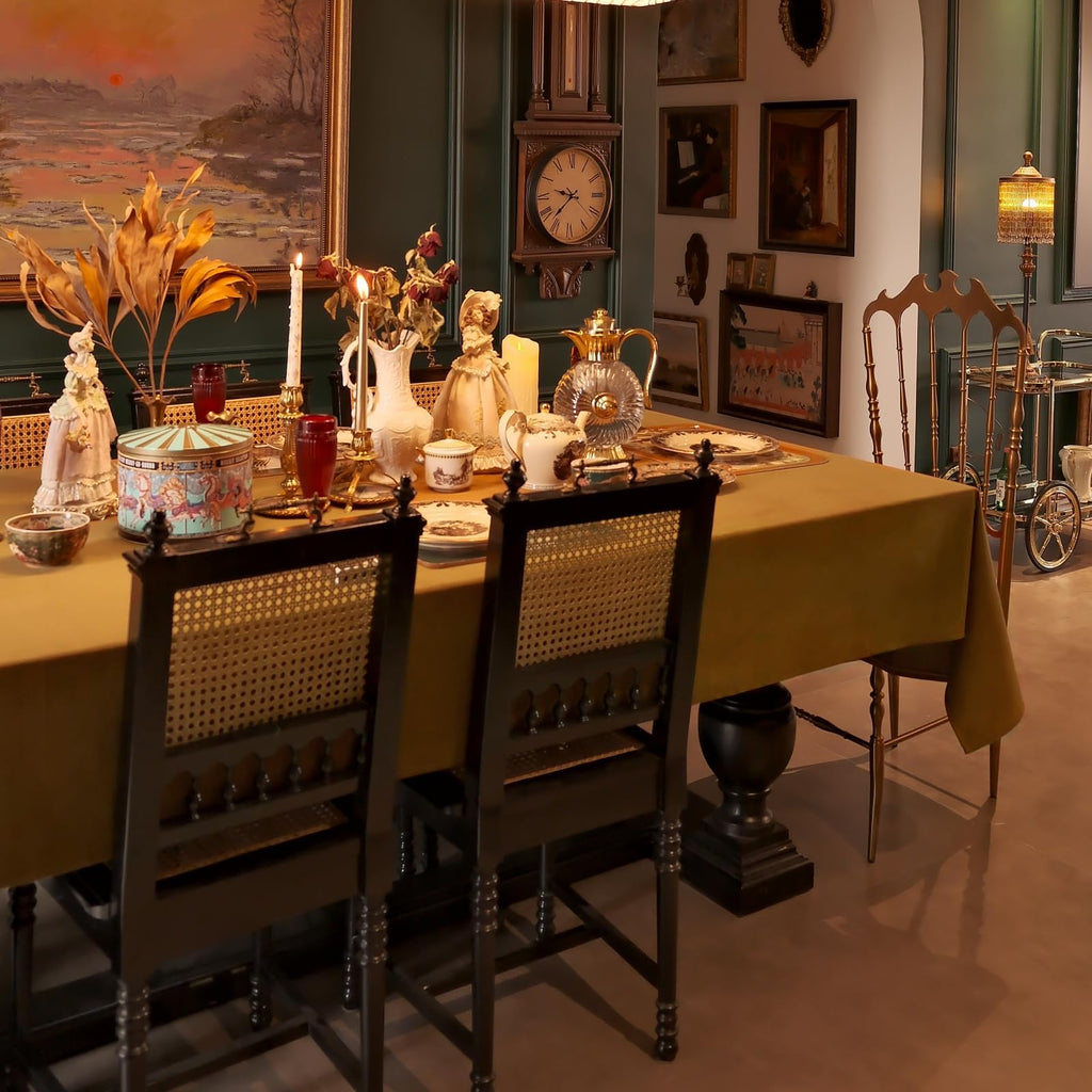 Rectangle Fall Tablecloth, Luxurious Wool Velvet Waterproof Table Cloth, Washable Large Table Cover Dining Party