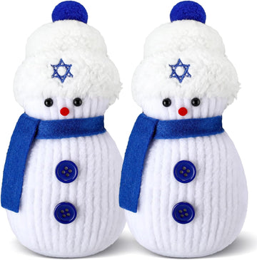 Hanukkah Decorations Indoor Hanukkah Sock Snowman Plush Figurines with Star of David 6'' H Stuffed Handmade - Set of 2