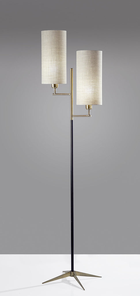 Davis, Floor Lamp, Matte Black/Antique Brass