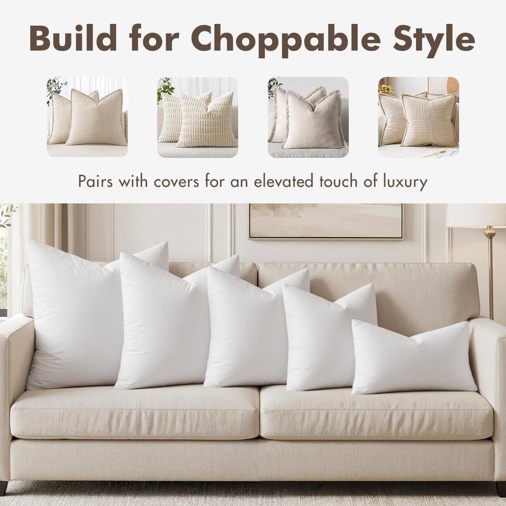28x28 Euro Pillow Inserts, Set of 2 Feather Down Throw Pillows