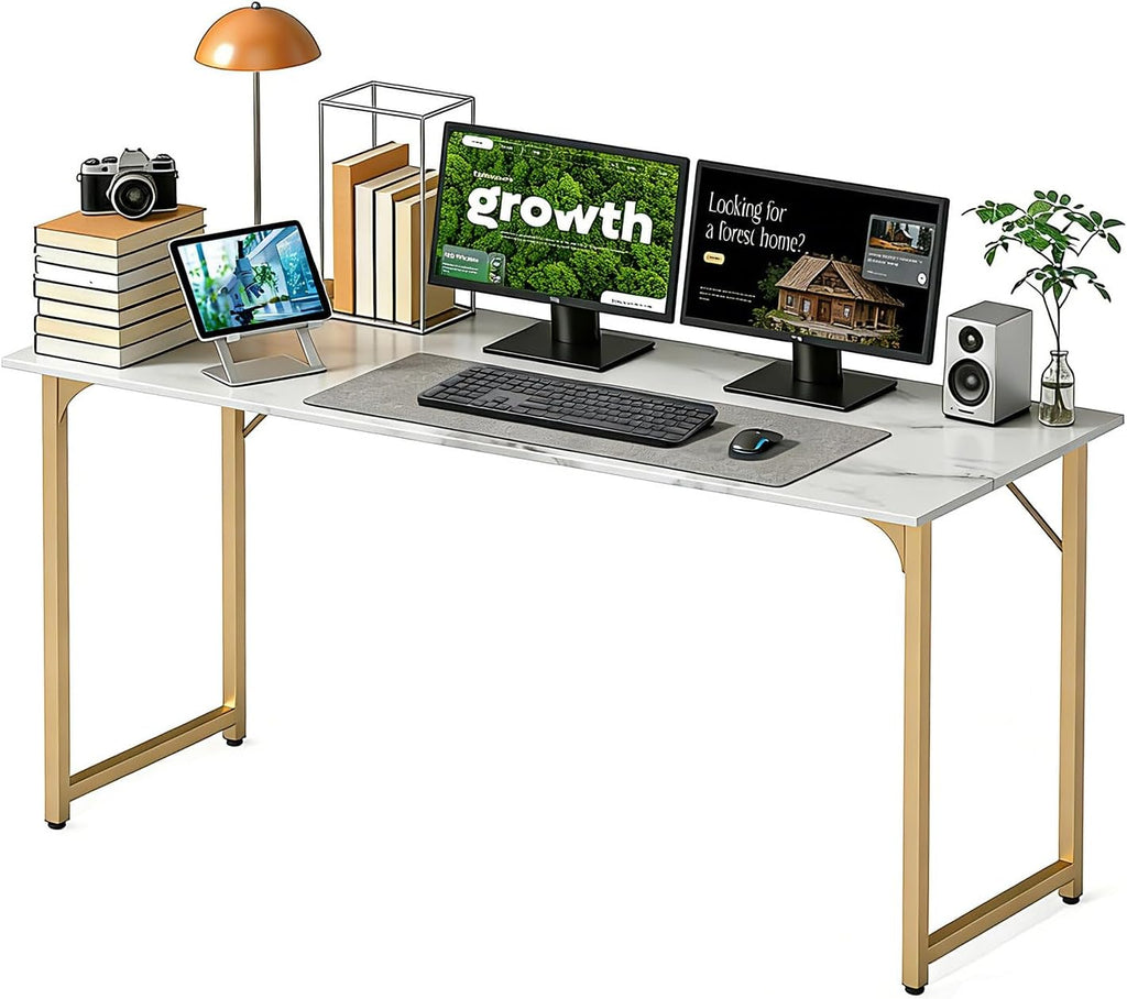 Computer Desk,Home Office Desk, Modern Simple Style Study Writing (Gold, 55 Inch)