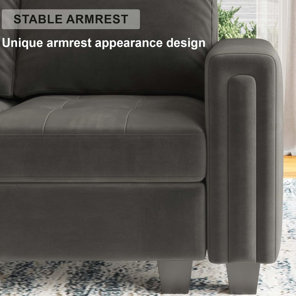 Velvet Modular Sectional Sofa Convertible Sectional Sofa Couch with Reversible Chaise L Shaped 4 Seater Corner Sofa