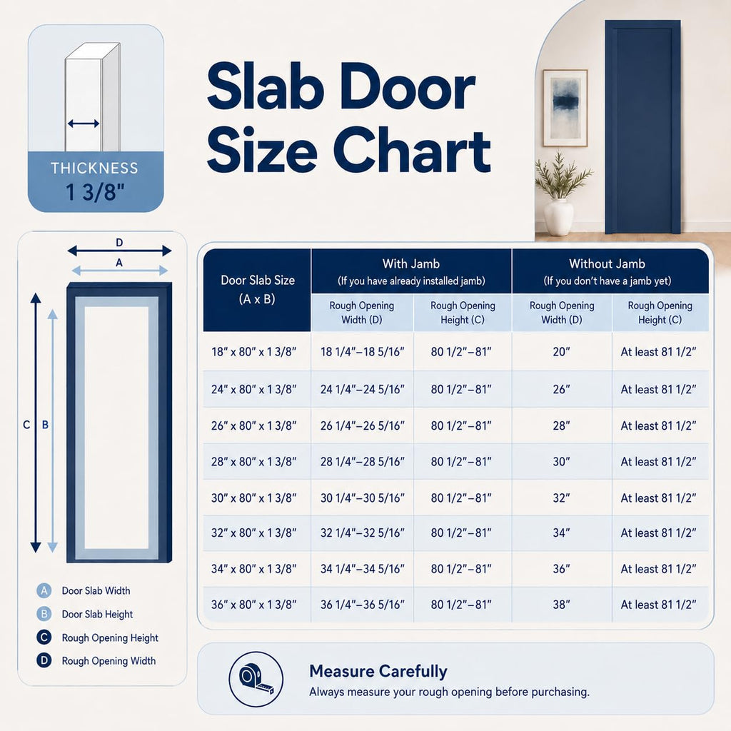 32x80 Interior Door Slab, 1 Panel Solid Core Doors, Bedroom Door, Wooden Doors