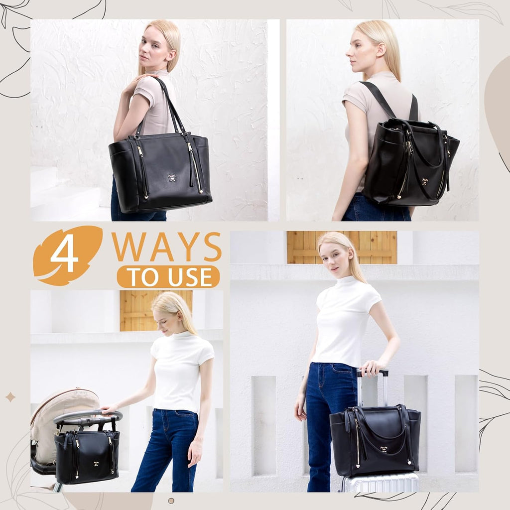 Diaper Bag Backpack Baby Diaper Bag,Leather Diaper Bag Backpack, Diaper Bag Tote with Changing Pad, Stroller Straps
