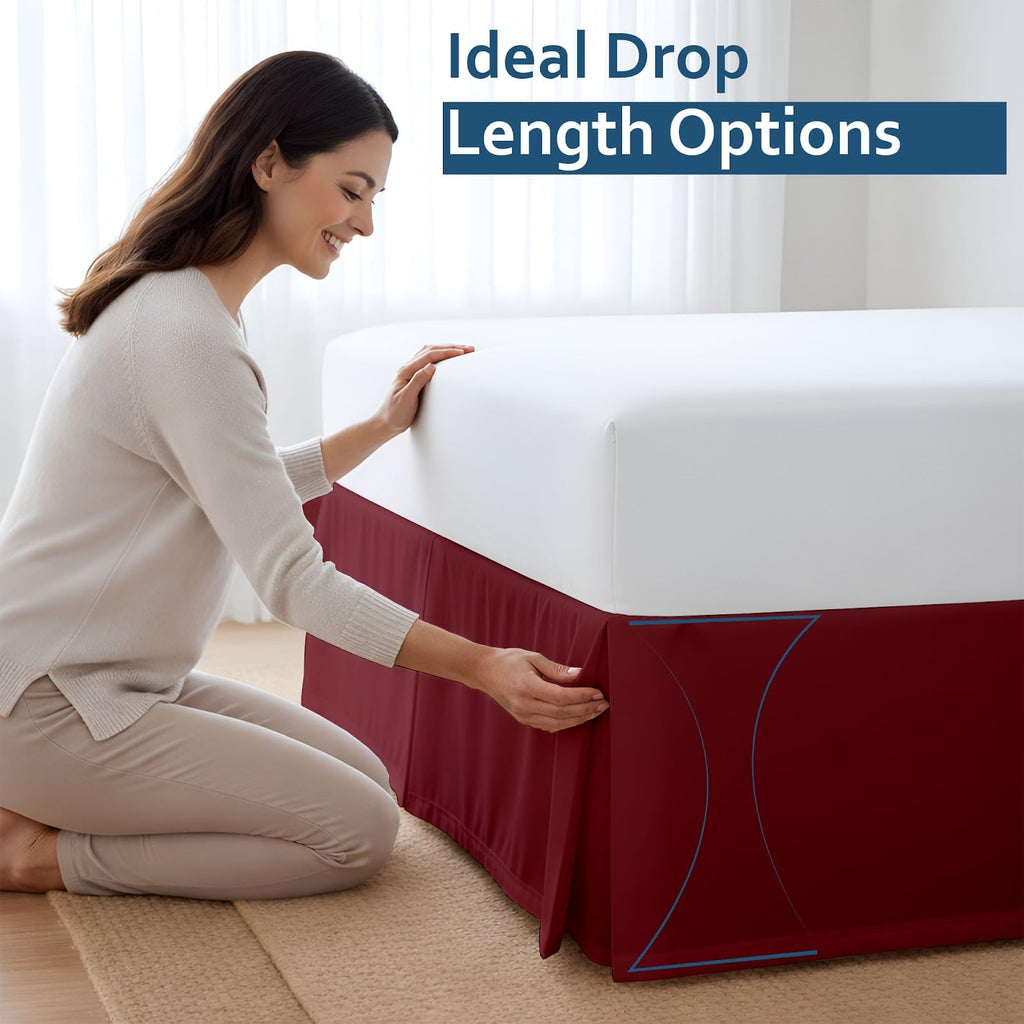 Box Pleated Styling Dust Ruffled Easy Fit Tailored Drop, Luxury Bedding Wrinkle, Fade, Stain Resistant 1800