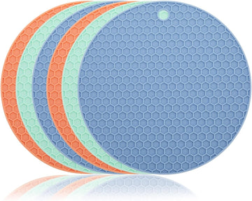 Round Silicone Trivets - 600°F Heat Resistant & Oven Safe Silicone Trivet Mat - Dishwasher Safe Countertop Mat - Set - Set of 6