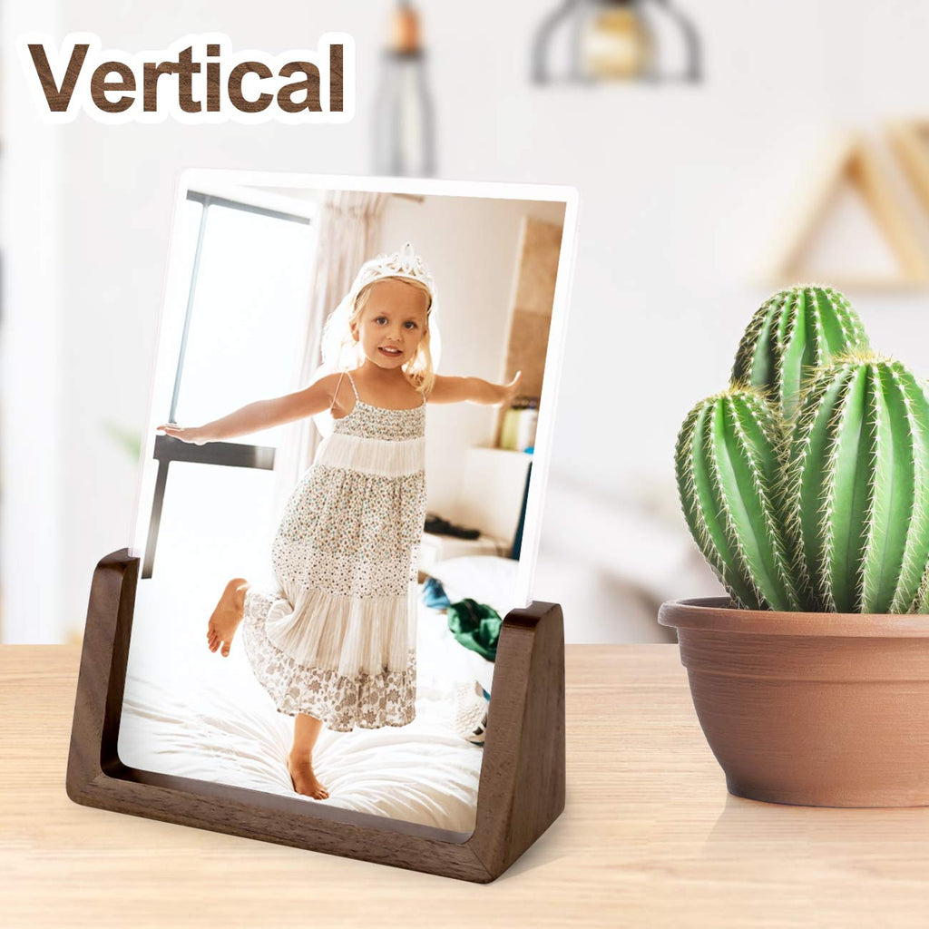 5x7 Picture Frame 2 Pack - Double Rustic Vintage Wooden Picture Frames 5x7 inch with Walnut Wood Base and High