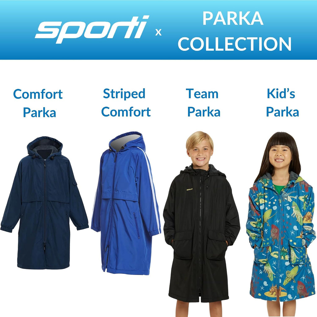 Youth Swim Parka with Striped Comfort Plush Fleece Lining