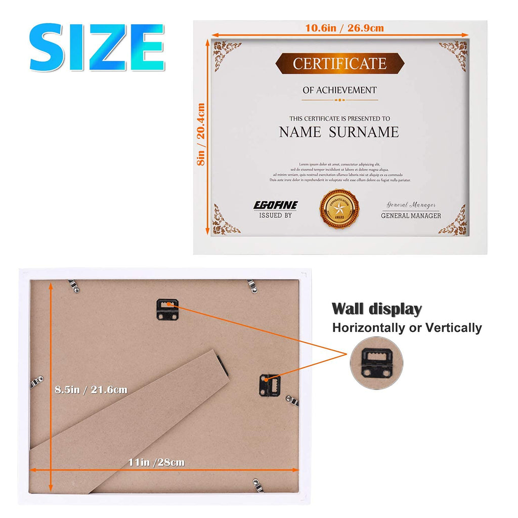 8.5x11 Picture Frames Set of 4, Made of Solid Wood Covered by Plexiglass for Document, Diploma, Certificates and