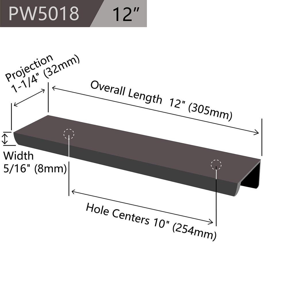 Cabinets Drawers Edge Pulls - 4-Pack, 12" Overall Length, Black, Concealed Tab Pulls Garage Cabinet Drawers
