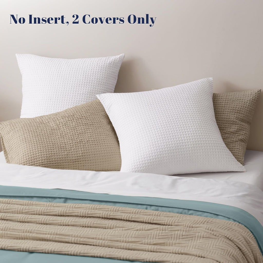 Ultra Soft Waffle Weave Euro Shams 26" x 26", White, No Insert