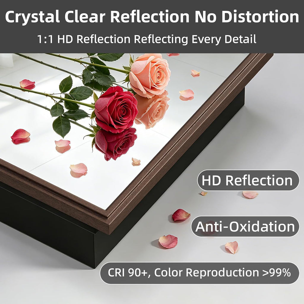 Recessed Medicine Cabinet Mirror with Storage,Brown Aluminum Medicine Cabinet Frame Mirror,Tempered Glass,Mount