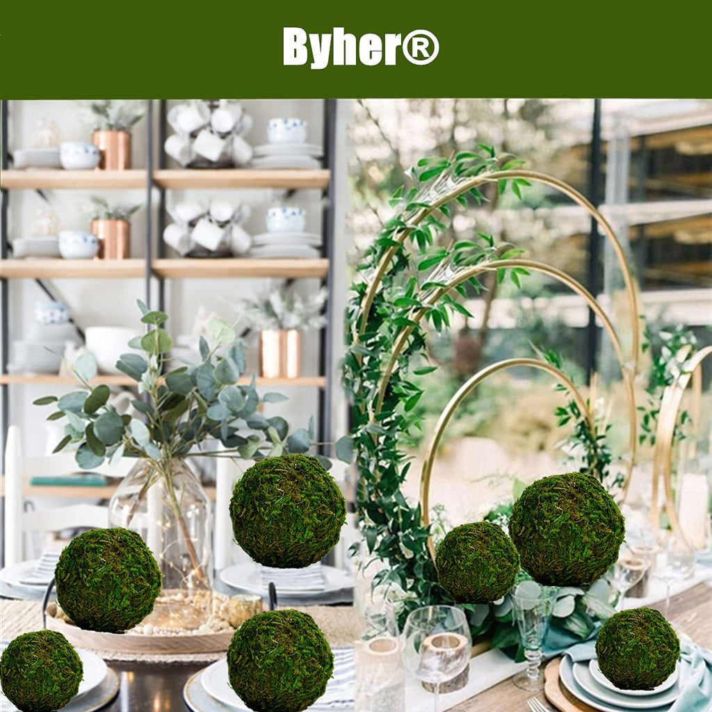Natural Green Moss Decorative Ball,Handmade (3.5") - Set of 6