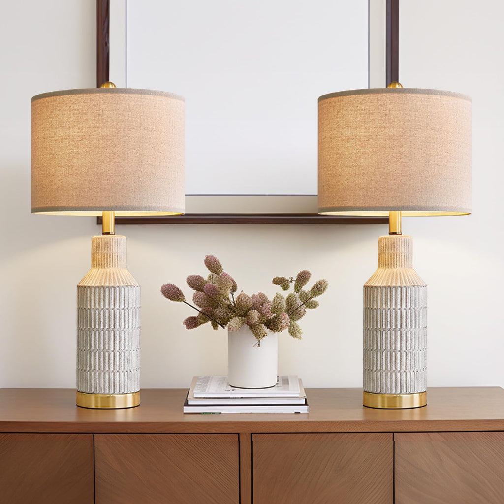 25" Modern Ceramic Lamps Single Table Lamp Bedroom Farmhouse Nightstand Bedside Lamps
