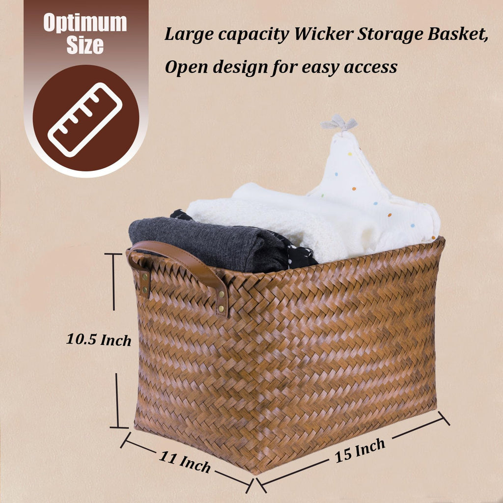 Handwoven Wicker Storage Baskets, Pack of 4, Brown