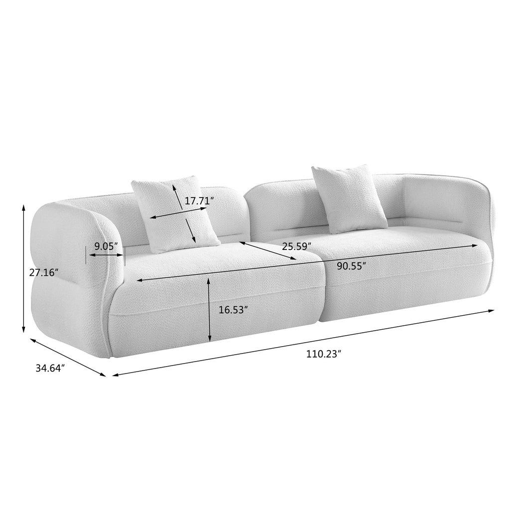 110''Modern Curved Sectional Sofa, Bread Shape Design, Upholstery Boucle Sofa Couch with Pillows, Luxury Sofa Couch
