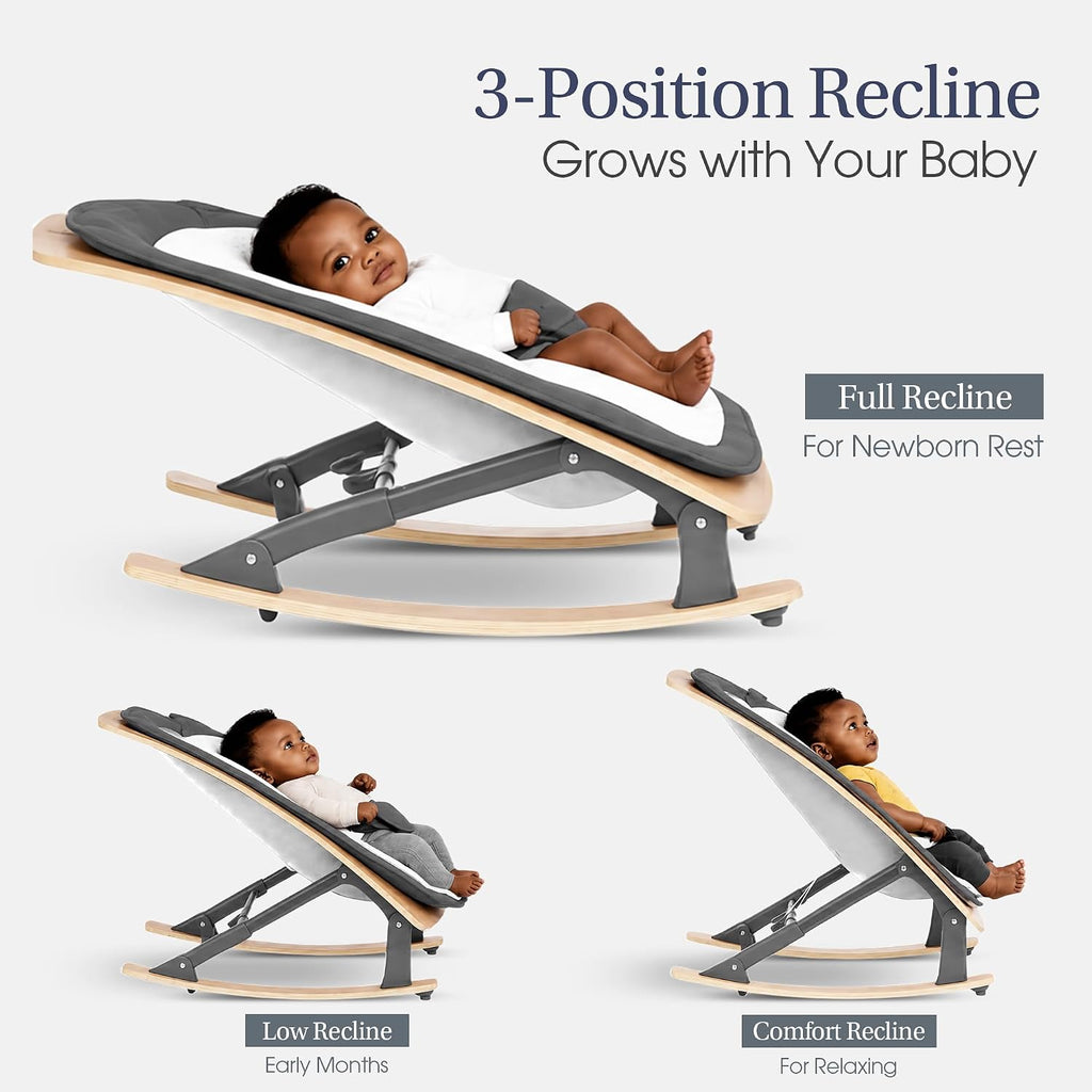 Tory in-1 Baby Bouncer, Foldable Newborn Rocker Chair - Grey