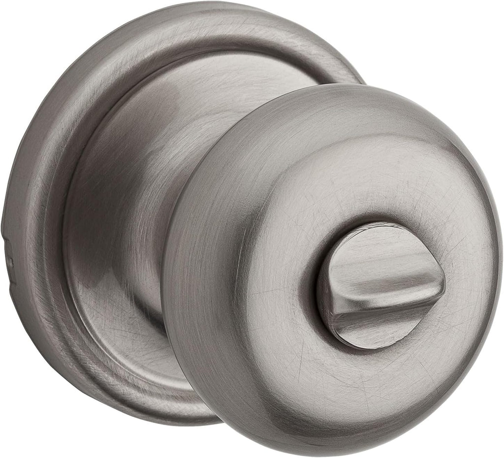 Hancock Interior Privacy Door Knob with Lock, Door Handle , Satin Nickel, Keyless Push Button Lock Doorknob