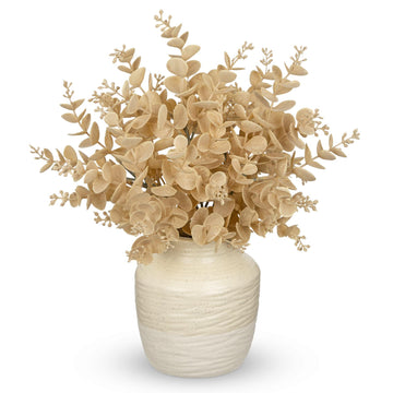 Artificial Eucalyptus Plant in Ceramic Vase, 13.8" Faux Potted Plant