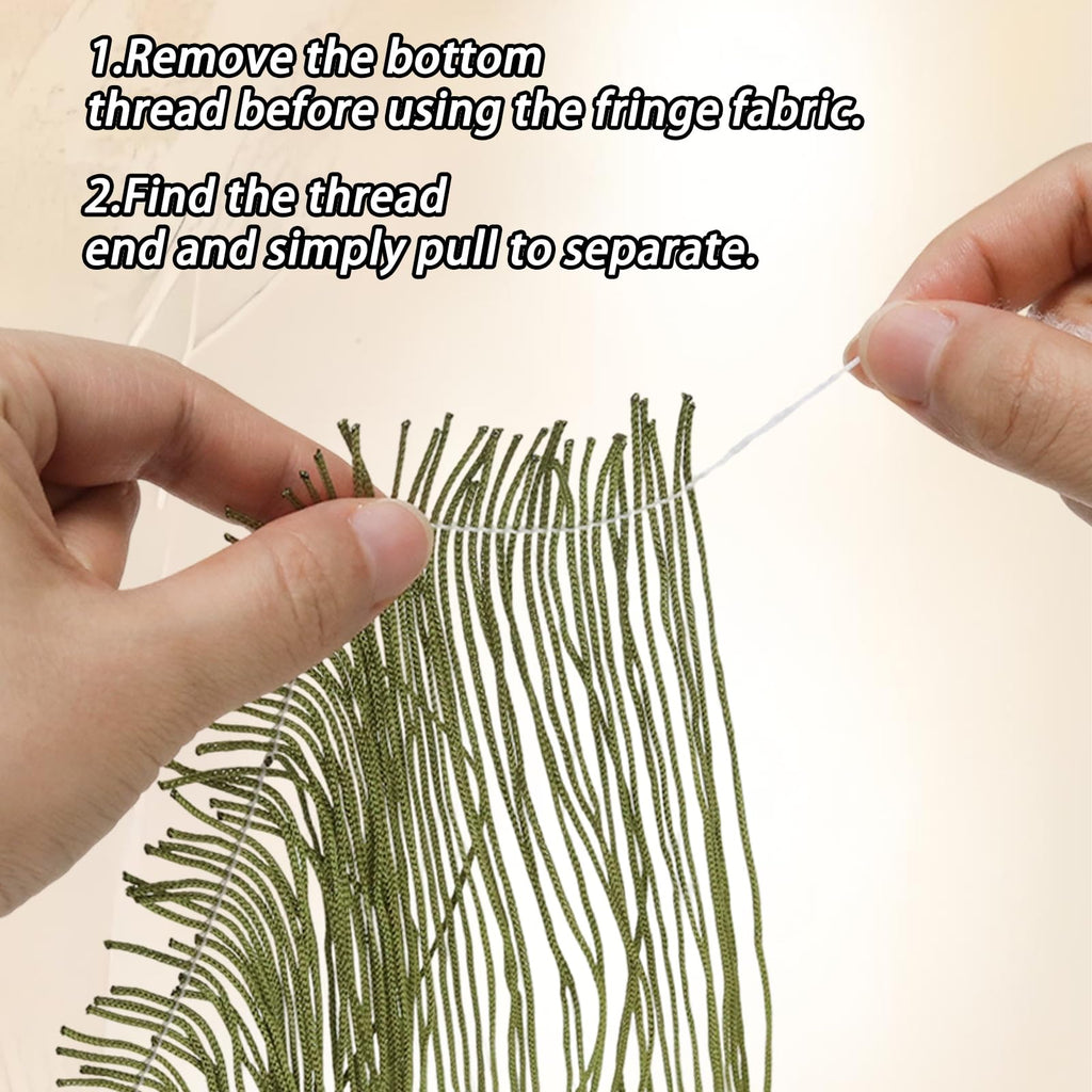 Green Chainette Fringe Trim, 11 Yards x 6 Inch Tassel Sewing Trim