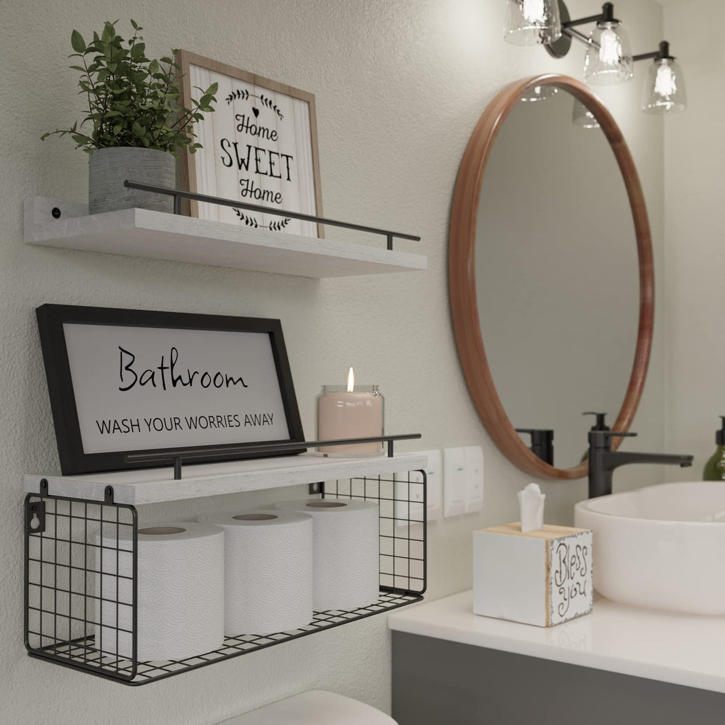 Floating Shelves Decor Art, Modern White