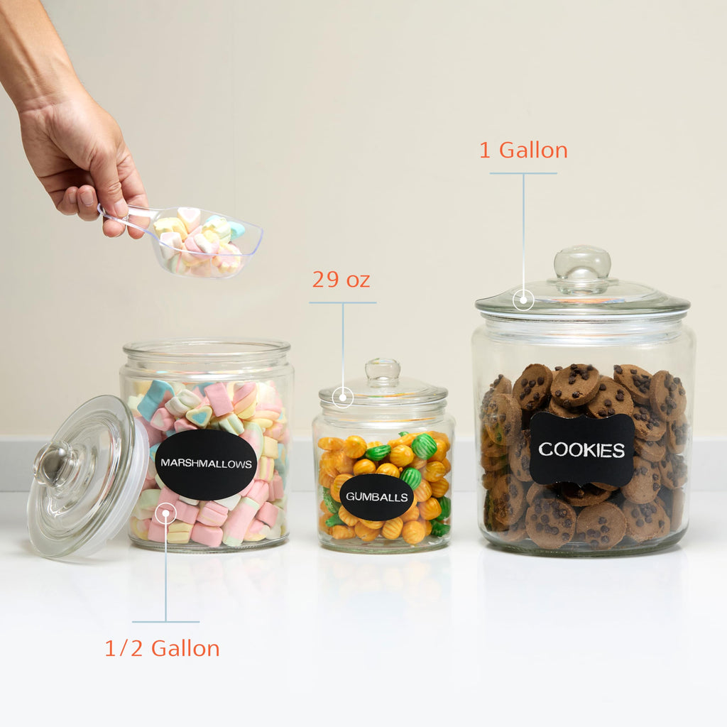 Glass Storage Containers with Lids, 1/2 Gallon, Set of 2, Glass Kitchen Jars, Food & Cookie Storage Containers for