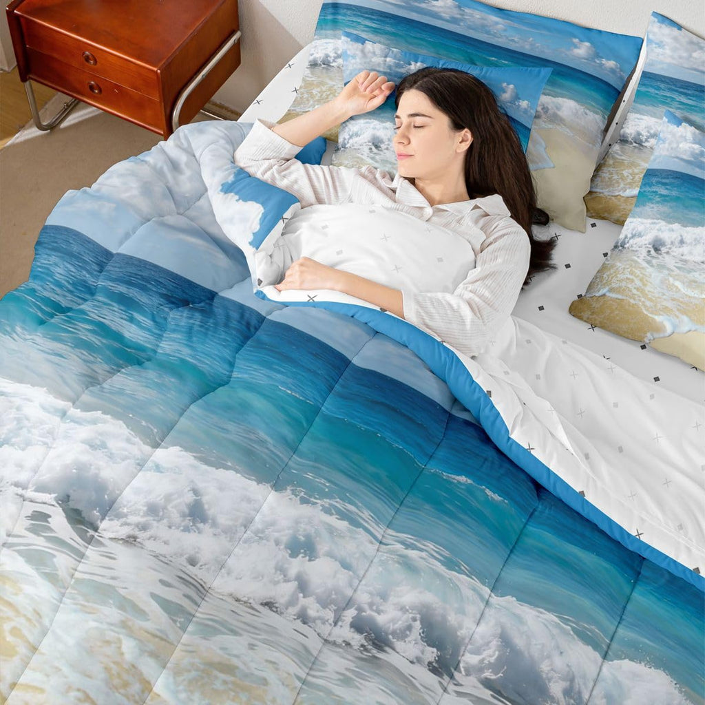 Ocean Wave 7 Pcs Bedding Set Sea Themed
