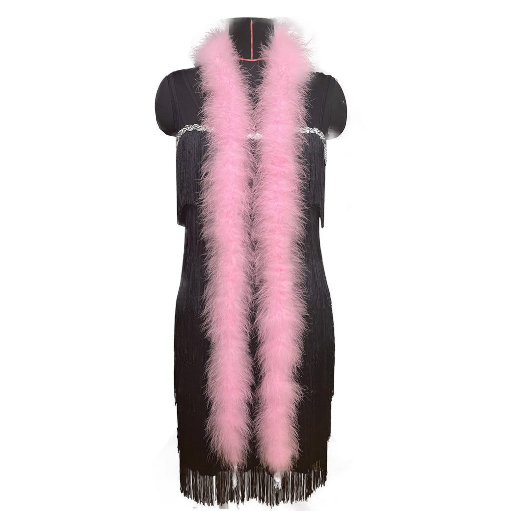 30g Fluffy Marabou Feather Boa for DIY Craft Sewing Trim Home Wedding Party Decoration-Light Pink - 2 Yards
