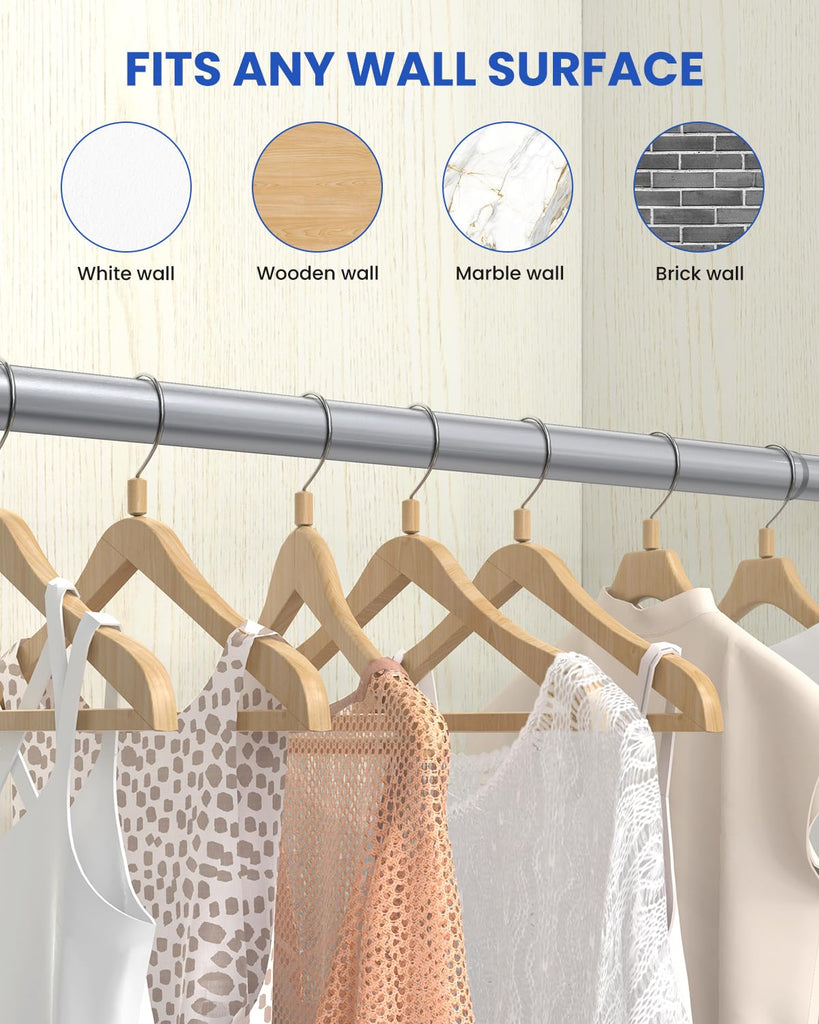 Closet Rod, Closet Rods for Hanging Clothes, 17-69in, Silver