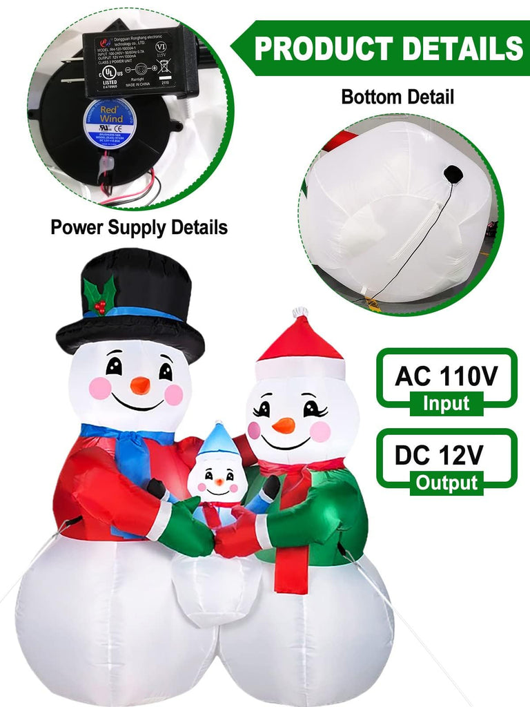 6FT Tall Christmas Inflatables Snowman Outdoor Decorations