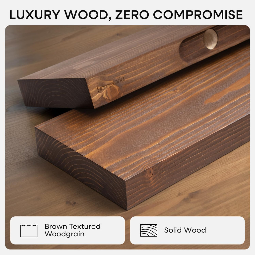 20 Inch Floating Shelves, High-End Solid Pine Wood, Set of 3