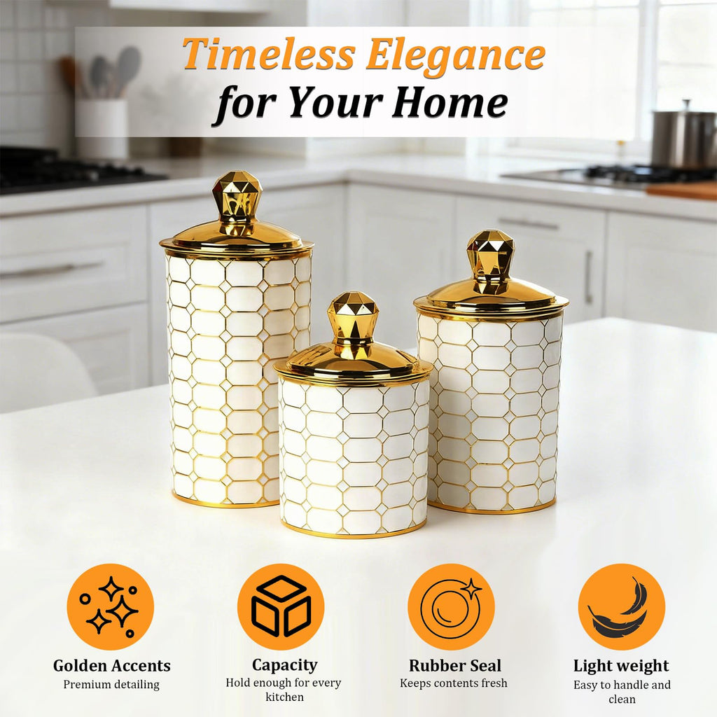 3-Piece Plastic Canister Set, Airtight Food Storage Containers Countertop & Pantry, BPA-Free Canisters for Flour
