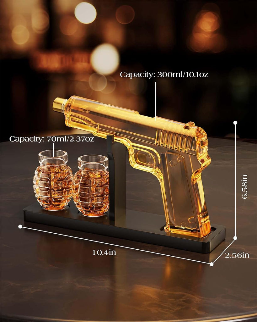 Gifts for Men Dad, Whiskey Decanter Set with 2 Glasses, Ideas for Father, Husband, Boyfriend, Brother, Military