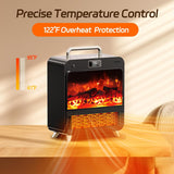 1500W Portable Electric Fireplace Space Heater with Realistic 3D Flame, Touch & Remote Control, 3 Heating Modes