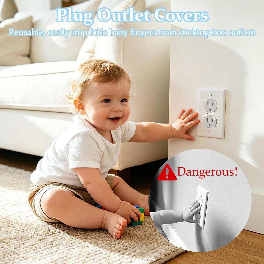 Baby Proofing Kit 46 Pack- Child Safety Locks for Cabinets&Drawers&Adjustable Safety Latches&Corner Guards&Outlet