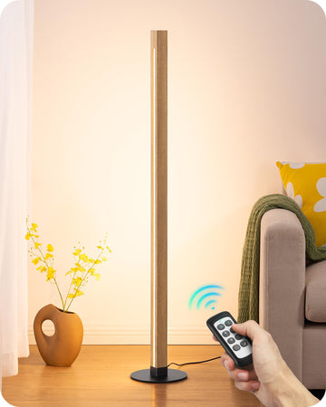 Wooden LED Floor Lamp with Remote, Dual Lighting, 7CCT & Dimmable
