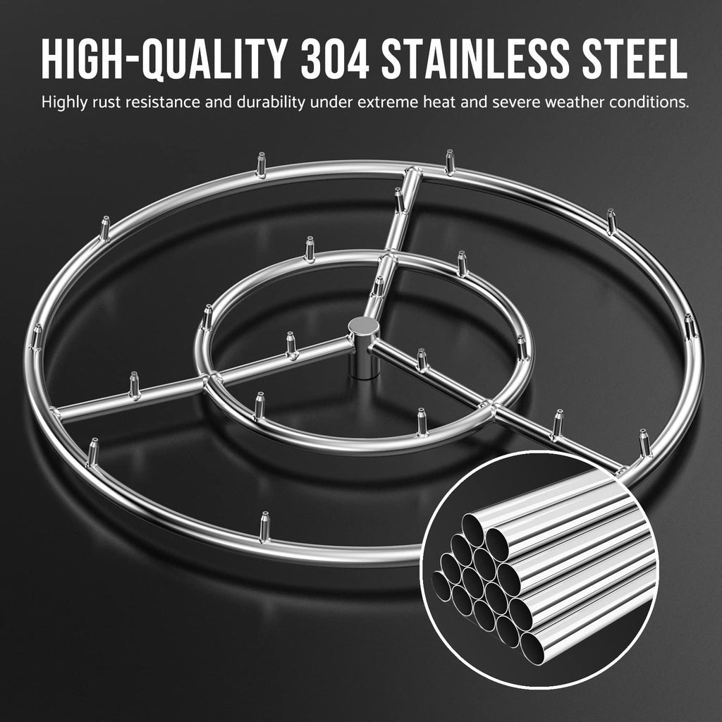 24-Inch Round Stainless Steel Fire Pit Jet Burner Ring