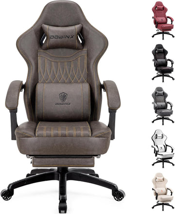 Gaming Chair Breathable PU Leather Gamer Chair with Footrest Massage Lumbar Support, Big and Tall Ergonomic Reclining