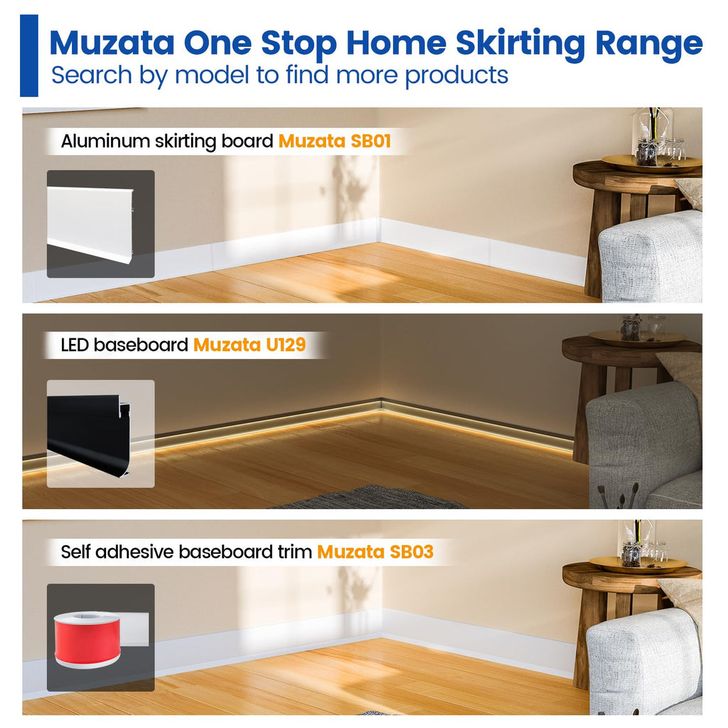 4"×20' White Vinyl Baseboard Molding Trim with Self Adhesive