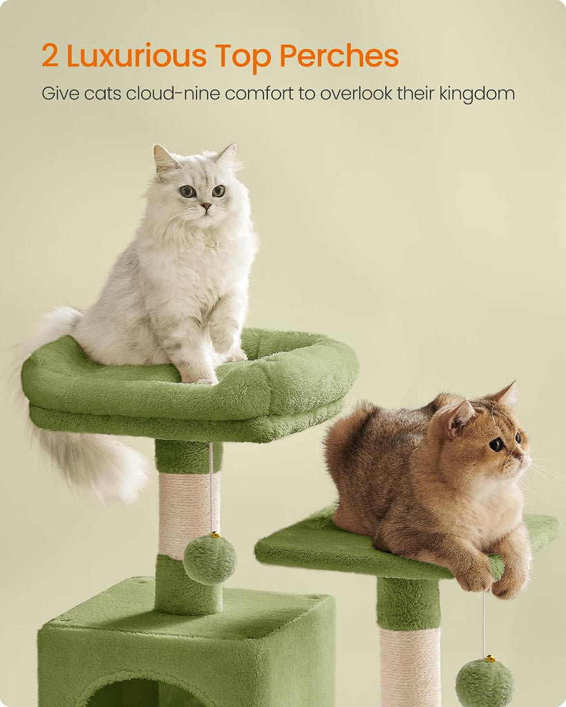 Cat Tree, 59.5-Inch Tall Cat Tower, Multi-Level Condo, Grass Green