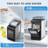 Ice Maker Countertop, Portable Ice Machine with External Water Tank, 8 Cubes in 6 Mins, 26 lbs/24Hrs, Self-Cleaning