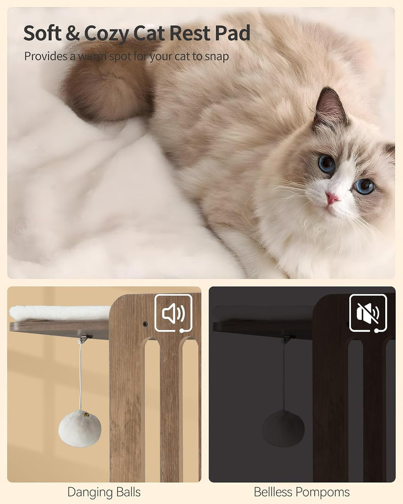 Modern Cat Tree, 58-Inch Cat Tower for Large Cats, Big Hammock