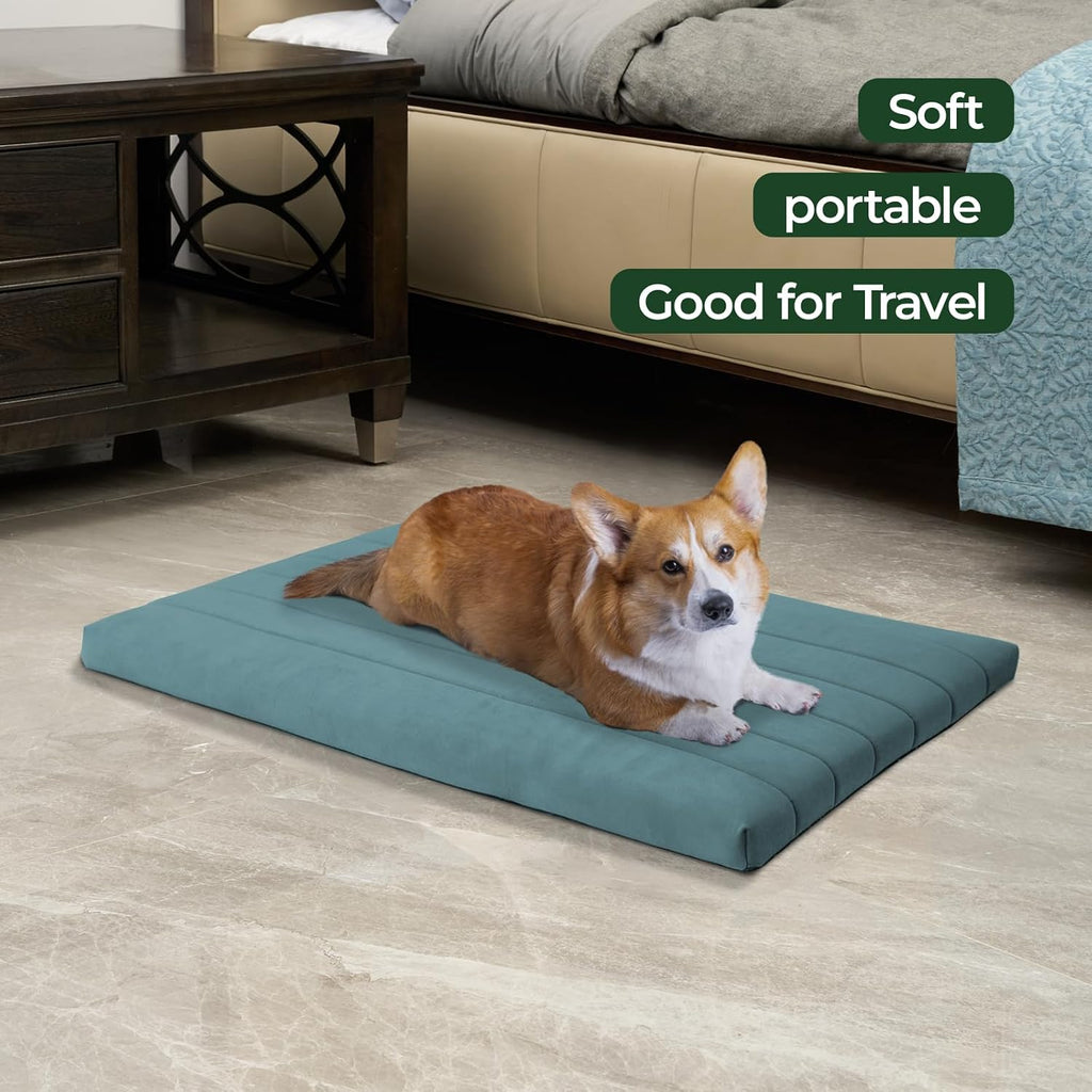 Dog Crate Bed, Orthopedic Dog Bed Pad with Waterproof Liner, Washable Crate Foam Pet Mat for Large, Medium, Puppy