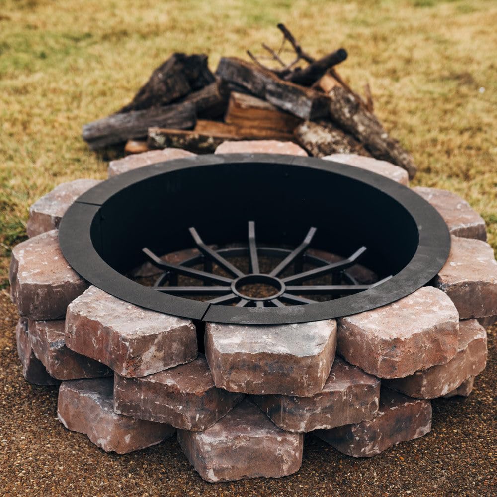 Ash & Ember 46" Outside Dia Steel Fire Pit Liner x 41" Inside - 4 Panel Liner 1.5mm Thick Steel, DIY Above or