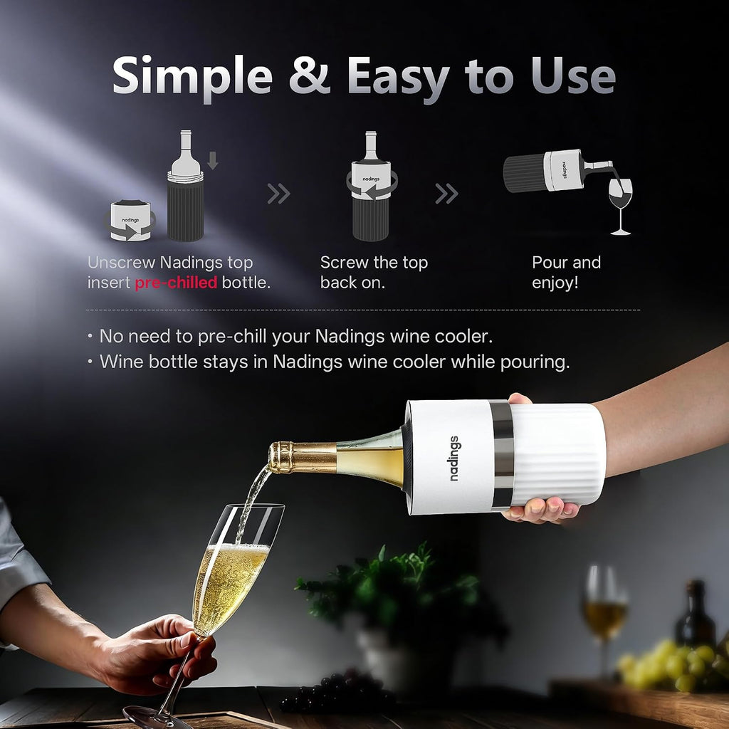 Iceless Wine Chiller, Keeps Cold 6+ Hours, Fits Most Wine Bottles