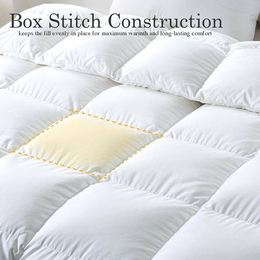Feather Comforter Twin, Filled with Feather and Downfiber, All Season White Fluffy Duvet Insert
